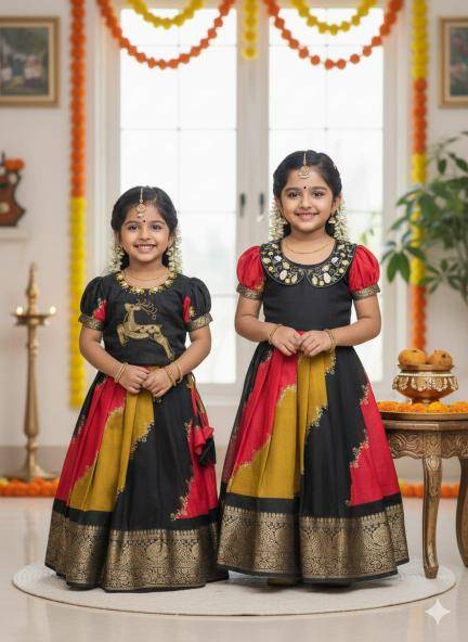 Deer Collar Combo Silk Kids wear suppliers in Pune
